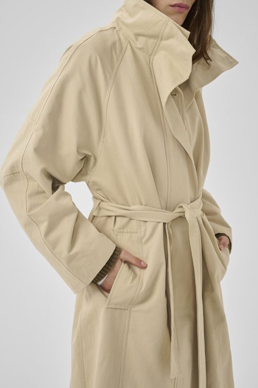 Lyon Long Trenchcoat Brown Rice