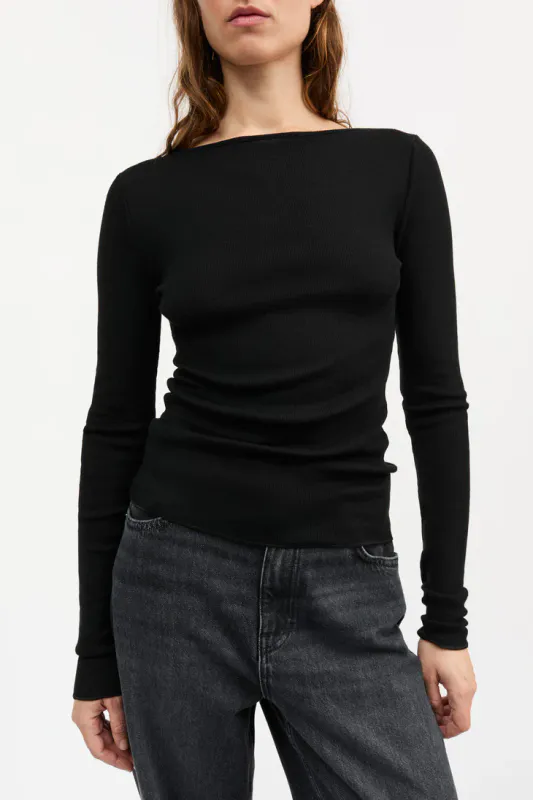 AMY Wide Neck Blouse Black 