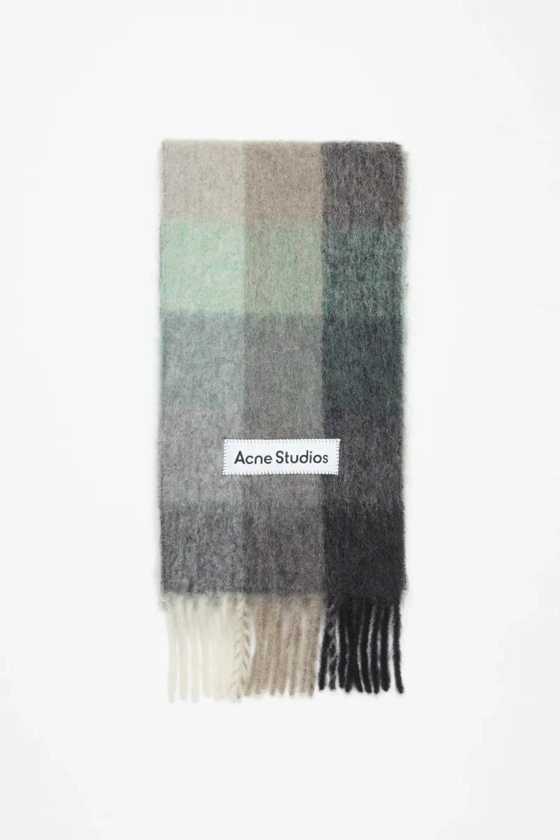 MOHAIR CHECKED SCARF Green|Grey|Black 