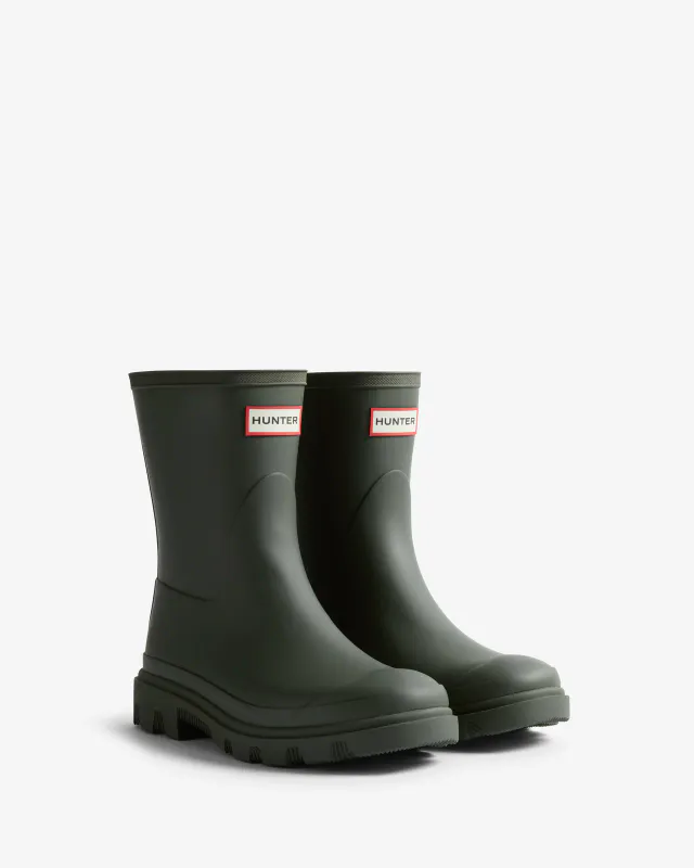 Unisex Downpour Short Wellington Boots Dark Olive