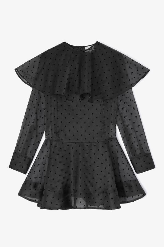 Organza Circle Collar Dress Black 