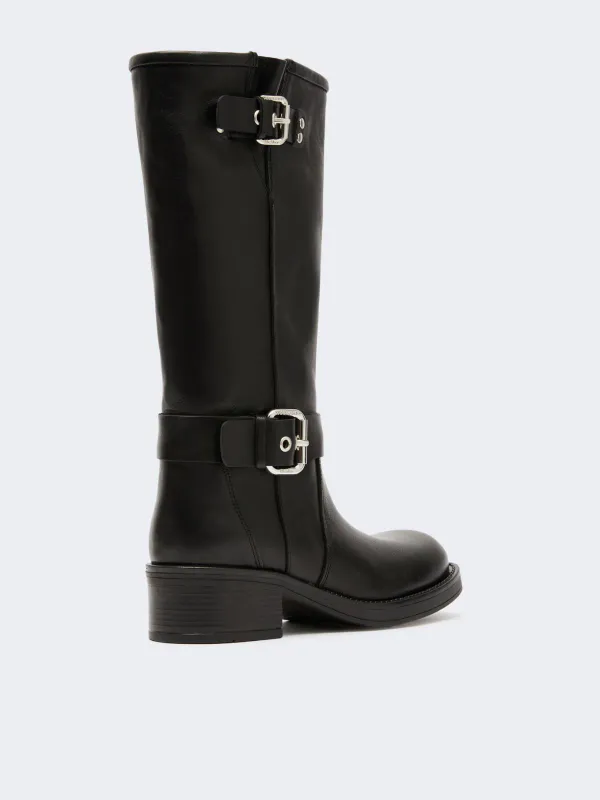 Leather biker Boots Black 