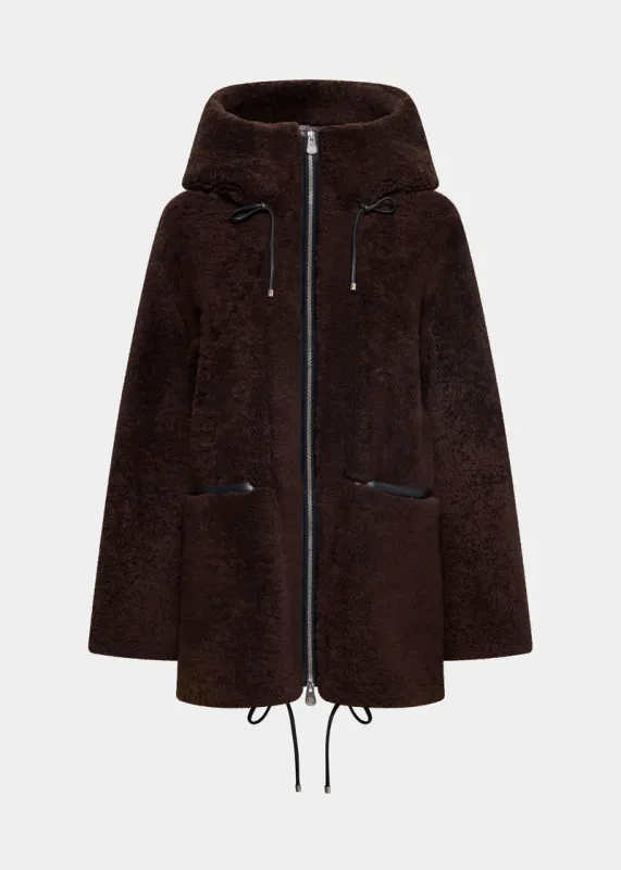 Cedar Shearling Coat Chocolate Brown 