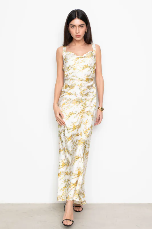 ANNA Dress Yellow Mimosa Print
