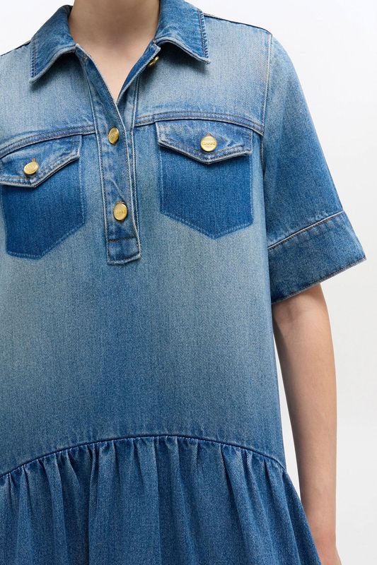 Denim Midi Dress Light Weight Tint Wash 