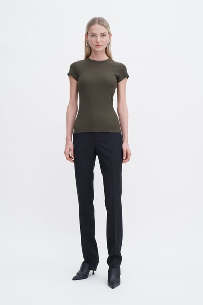 Hovedbilde Fine Rib Tee Dark Khaki Green ...