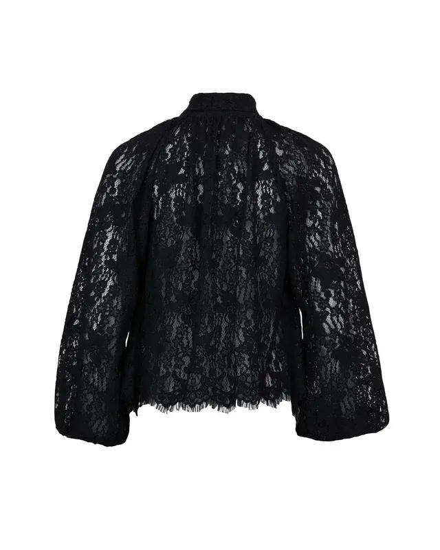Lace Bow Blouse Black 