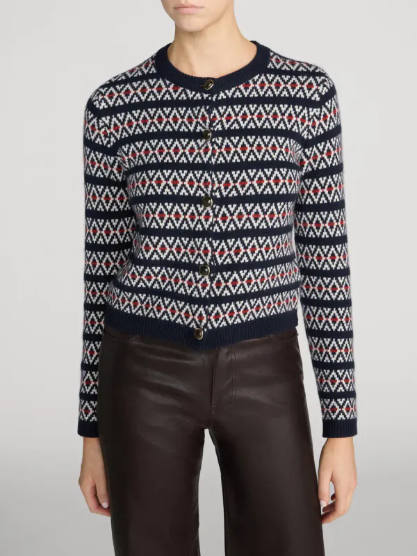 The Cashmere Cardi Navy Fairisle
