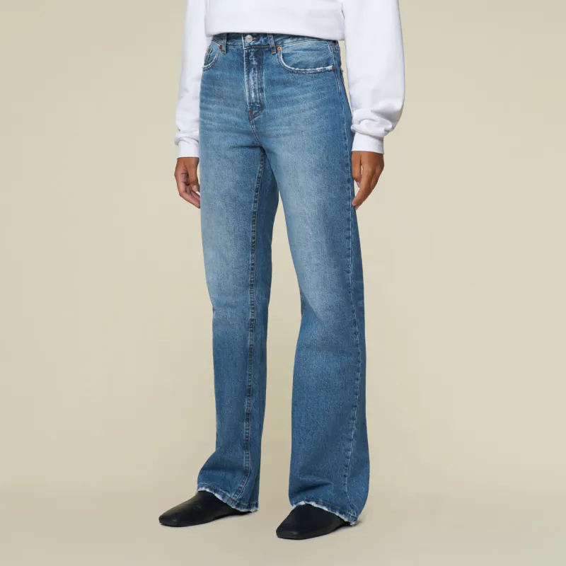 NINETTE Distressed High Rise Flare Medium Blue