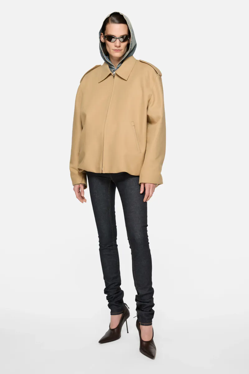 Cotton Satin Jacket Beige