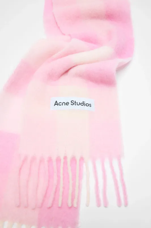 MOHAIR CHECKED SCARF Candy Pink | White | Mint Pale Pink 