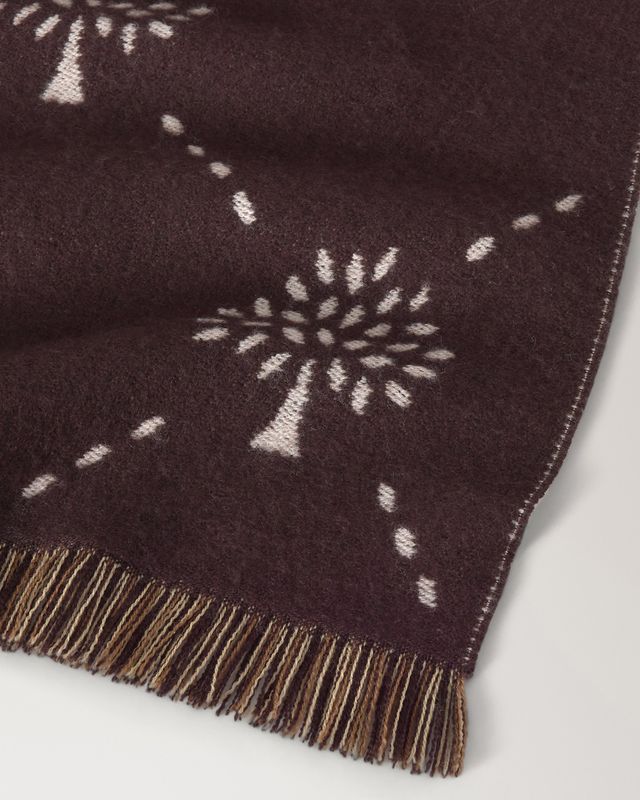 Mulberry Diamond Tree Jacquard Scarf Ebony Taupe Wool