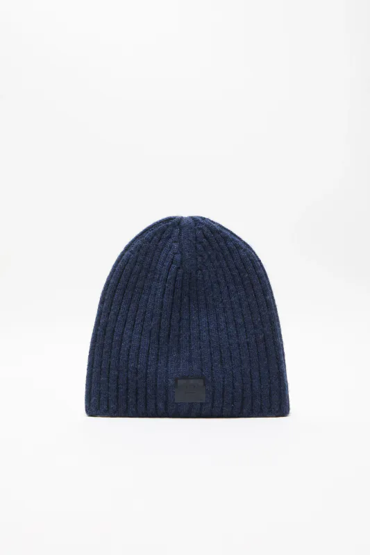 Knitted beanie Rib Navy melange