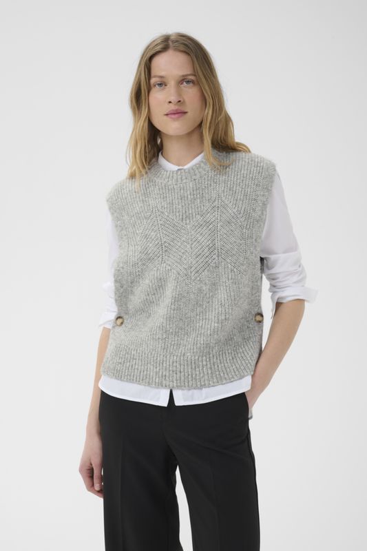 CharlyePW Waistcoat Medium Grey Melange