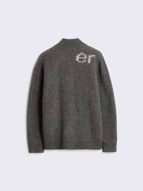 Haza Logo Zip Cardigan Dk.Grey Mix