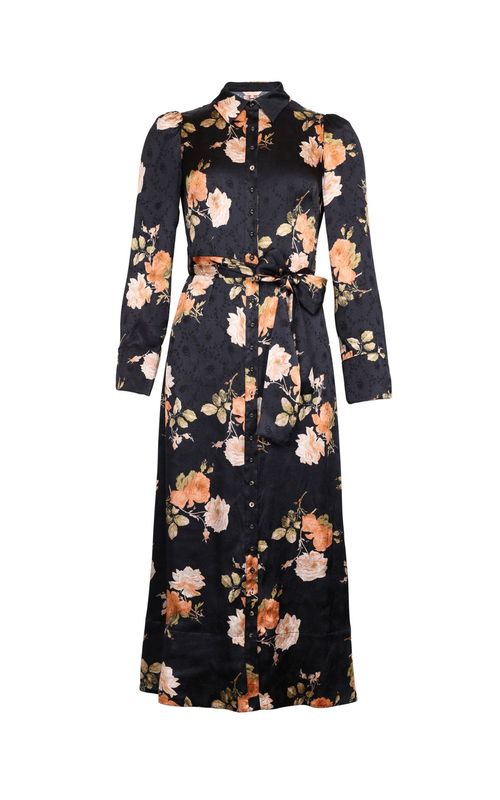 Jacquard Tieband Dress Midnight Roses