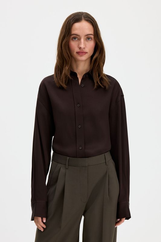 Satin Shirt Dark Chocolate 