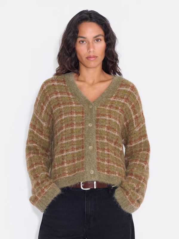 KATE Check Cardigan Green Mix