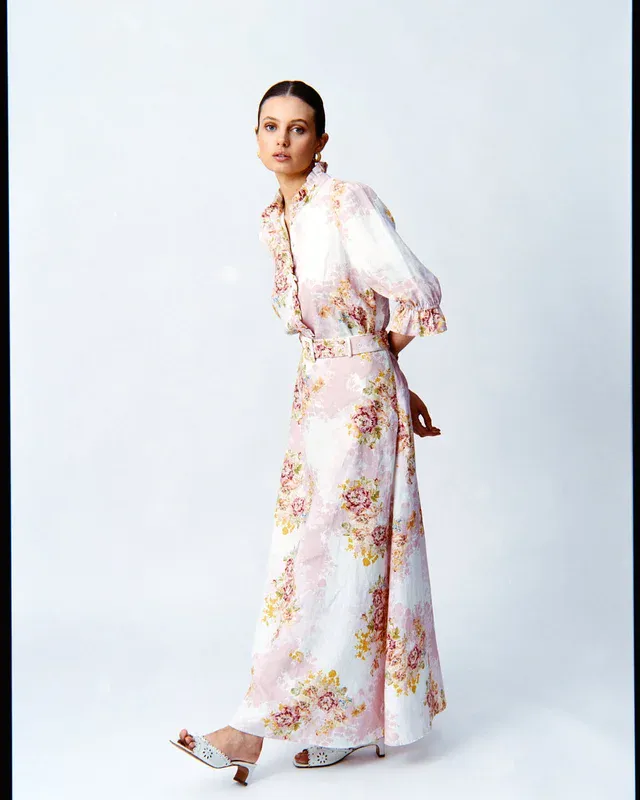 Linen Maxi Skirt Rose Amore