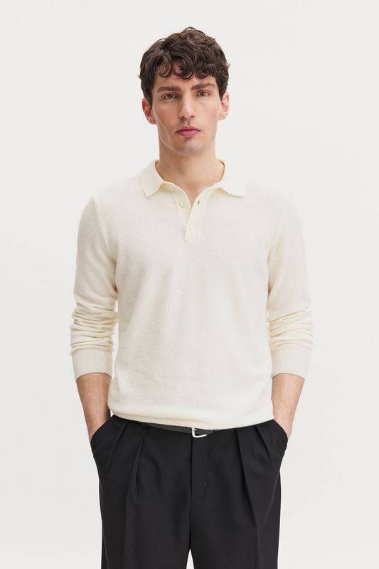 Soft Wool Polo Shirt Off White 