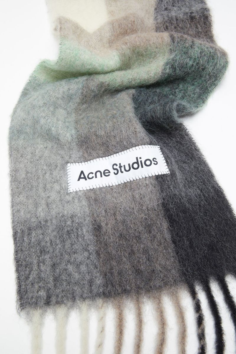 MOHAIR CHECKED SCARF Green|Grey|Black 