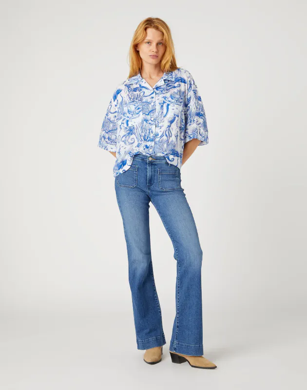 FLARE RAVEN Jeans Medium Blå