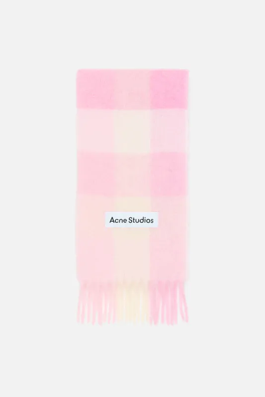 MOHAIR CHECKED SCARF Candy Pink | White | Mint Pale Pink 
