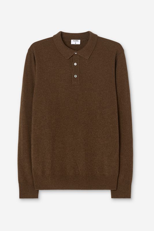 Soft Wool Polo Shirt Mid Brown 