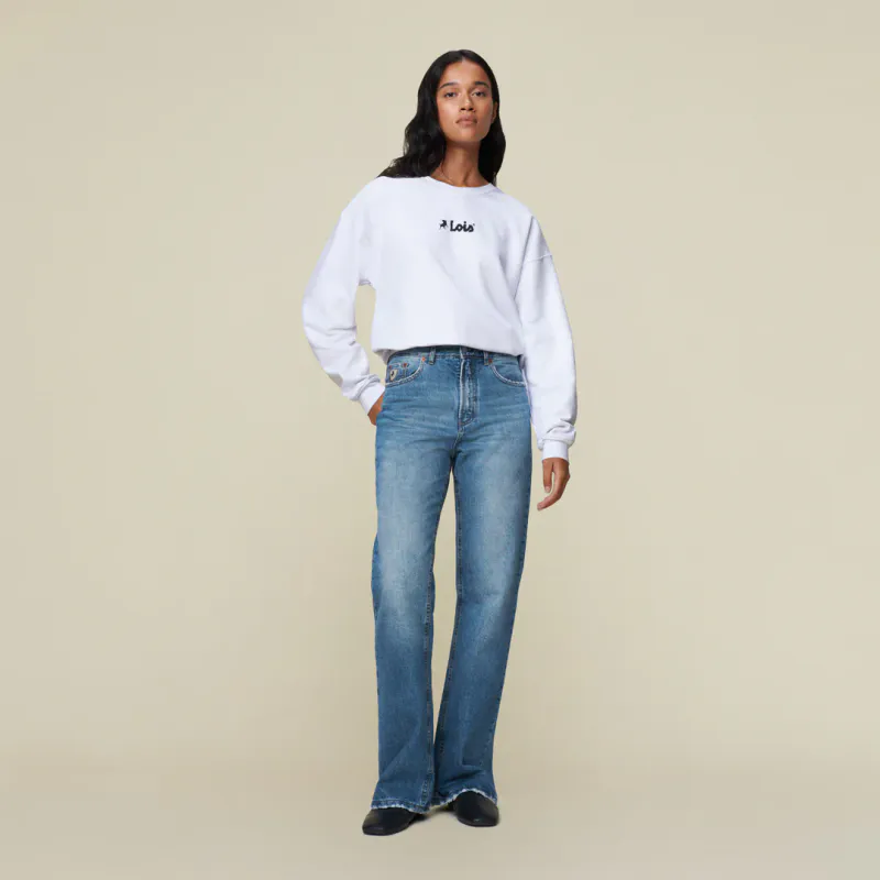 NINETTE Distressed High Rise Flare Medium Blue