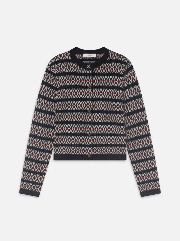 The Cashmere Cardi Navy Fairisle