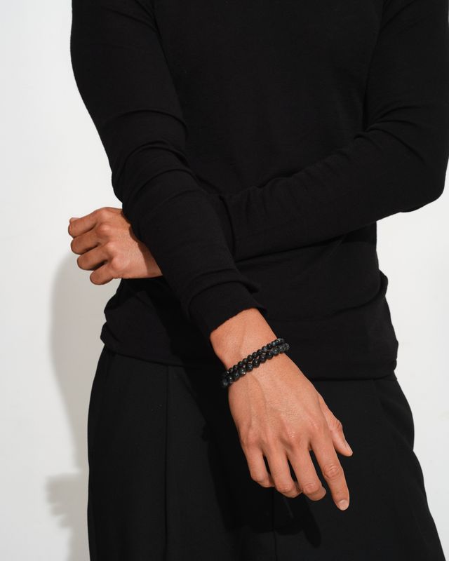 COVE Bracelet Slim Black Larvikite 