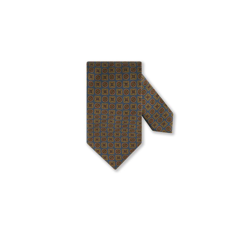 WOOL SILK TIE Grey Patterned