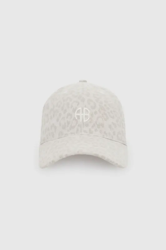 Jeremy Baseball Cap Washed White Leopard