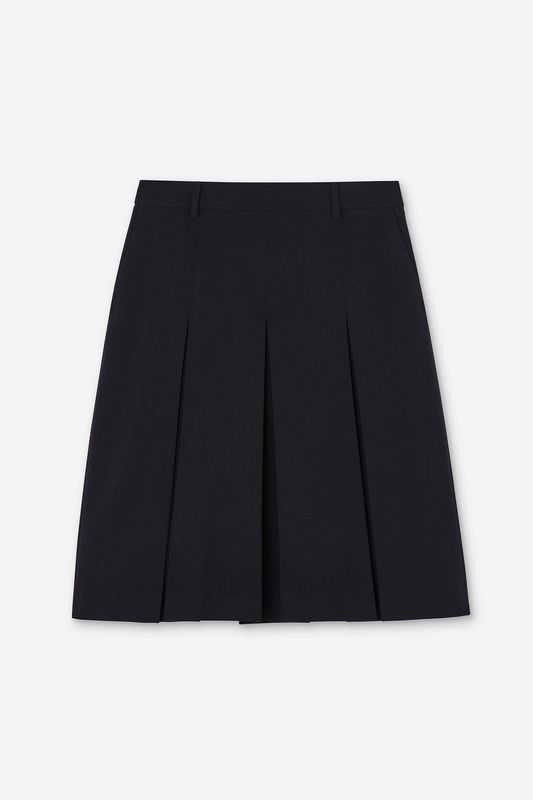 Pleated Wool Skirt Black 