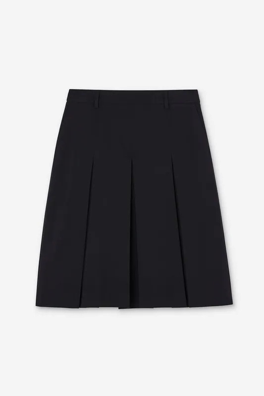 Pleated Wool Skirt Black 