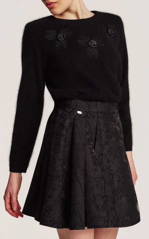 Brocade Mini Skirt Black