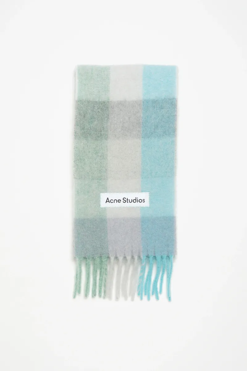 MOHAIR CHECKED SCARF Turquoise|Grey|Mint Green