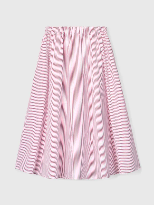 ISABELLA Striped Skirt White Red