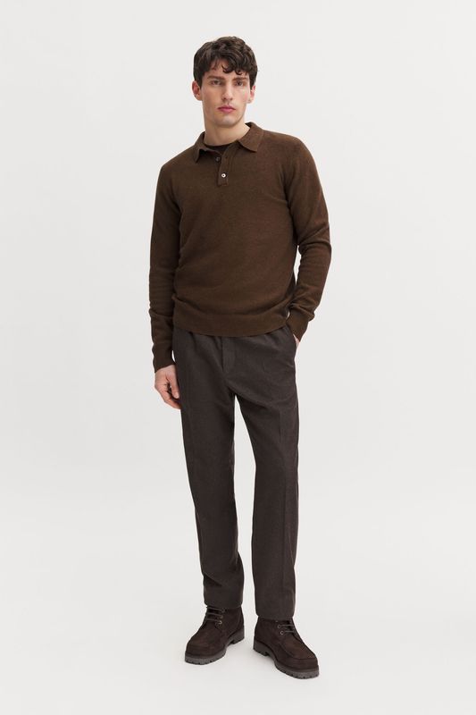 Soft Wool Polo Shirt Mid Brown 
