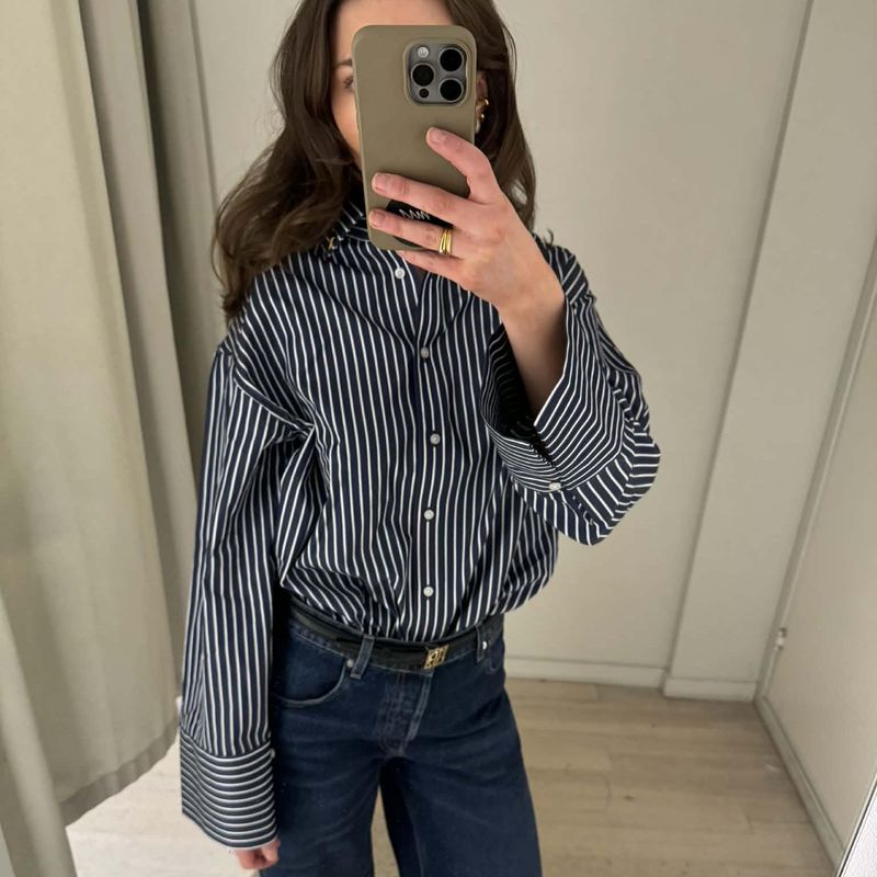 Jade Shirt Navy Bold Stripes